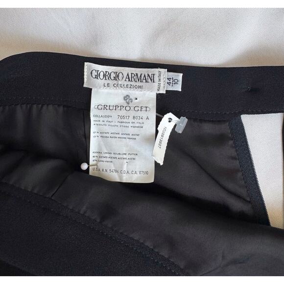 Giorgio Armani Le Collezioni Skirt Sz 10 Knee Length Glam Black Pencil Vintage - Picture 5 of 9